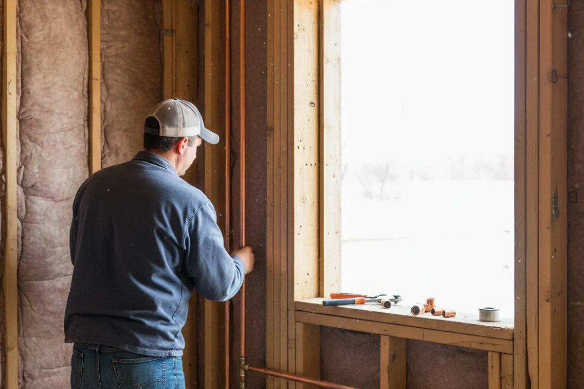 Licensed plumber running new copper supply lines in a Riceville home